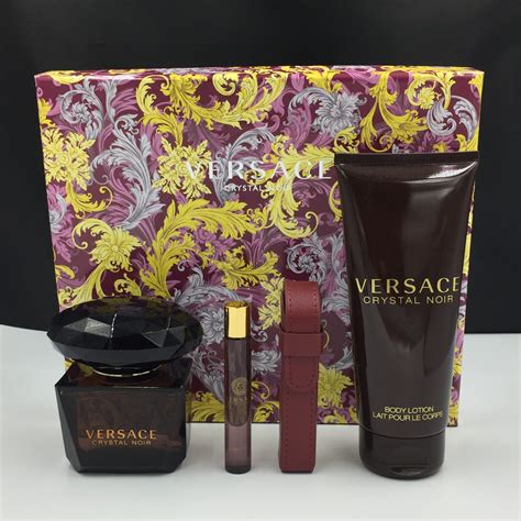 versace crystal noir 90 ml gift set|versace crystal noir body cream.